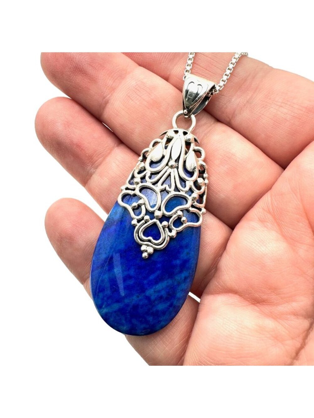 Doug Paulus Lapis Lazuli Necklace Sterling Silver Blue 24 Inch